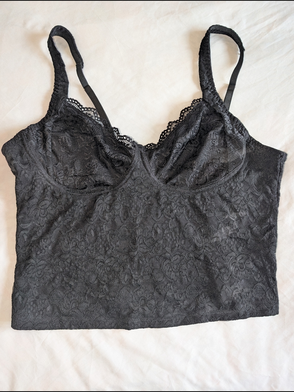 Lace Longline Bralette Black Plus Cami Tank Lounge sexy layering